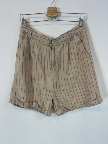 UNIT. Striped Bermuda shorts and vest set with linen. TM/L