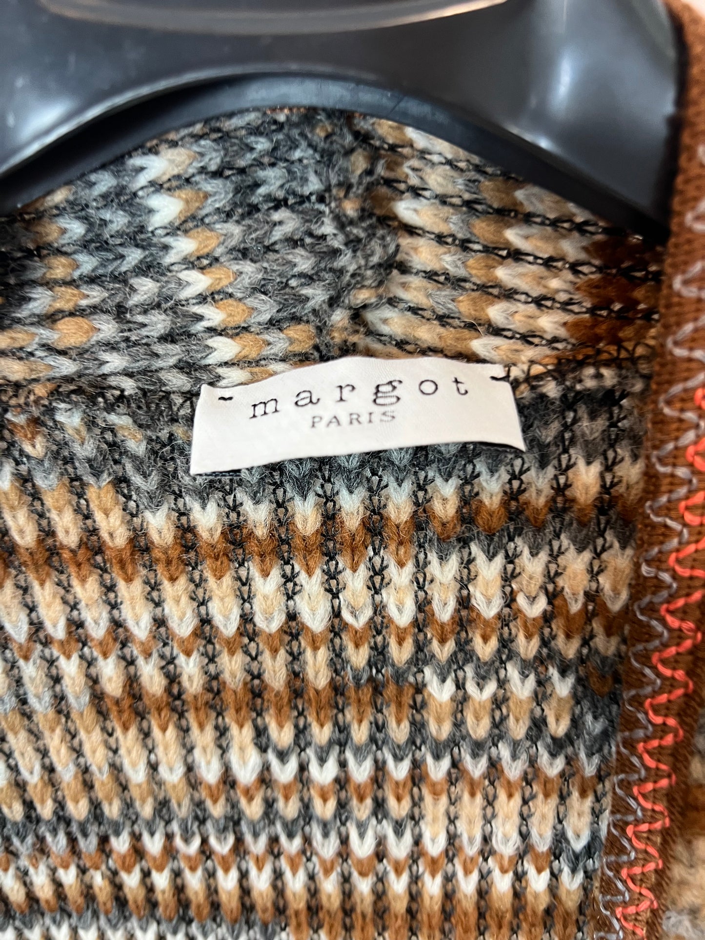 MARGOT. Chaqueta larga punto tonos tierra. T 12 (M/L)