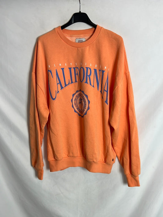 PULL&BEAR. Sudadera naranja oversized T.xs