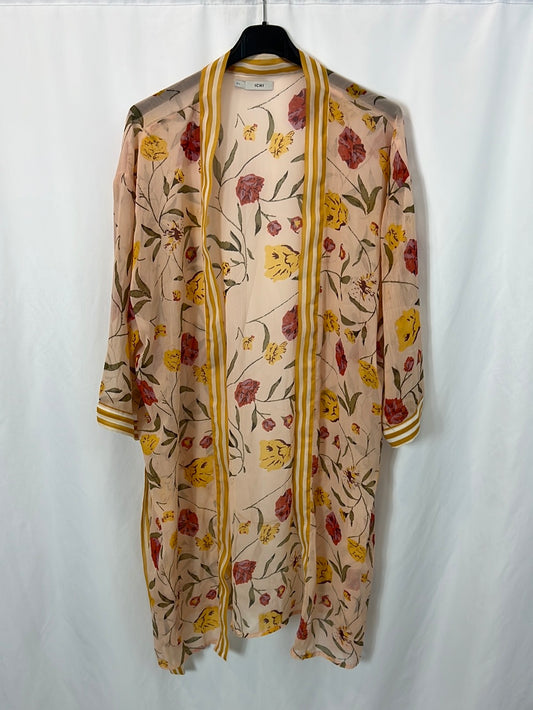 ICHI. Kimono semitransparente con flores T.M/L