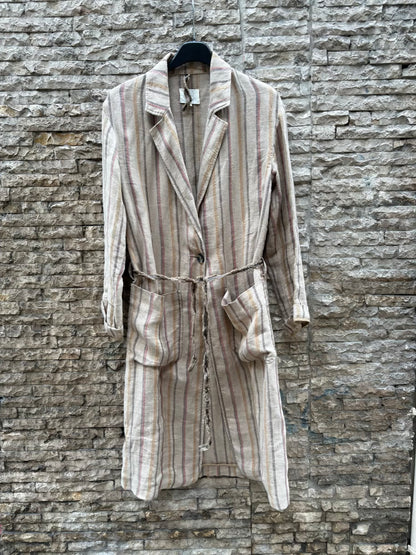 DIEGA. Conjunto lino rayas chaqueta y pantalón