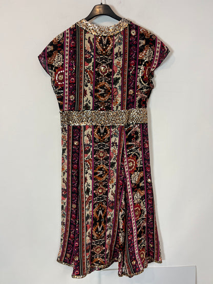 DIANE VON FURSTENBERG. Vestido midi seda estampado. T 8 (M)