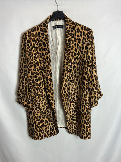 ZARA. Blazer animal print fluida. T XXL