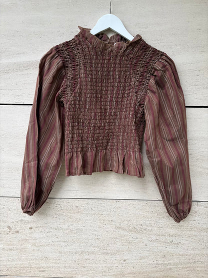 LA VÉLO. Blusa marrones nido de abeja