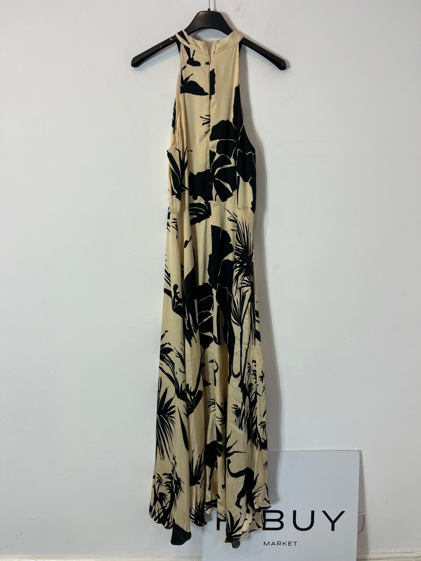 MASSIMO DUTTI. Long printed halterneck dress. Size 36