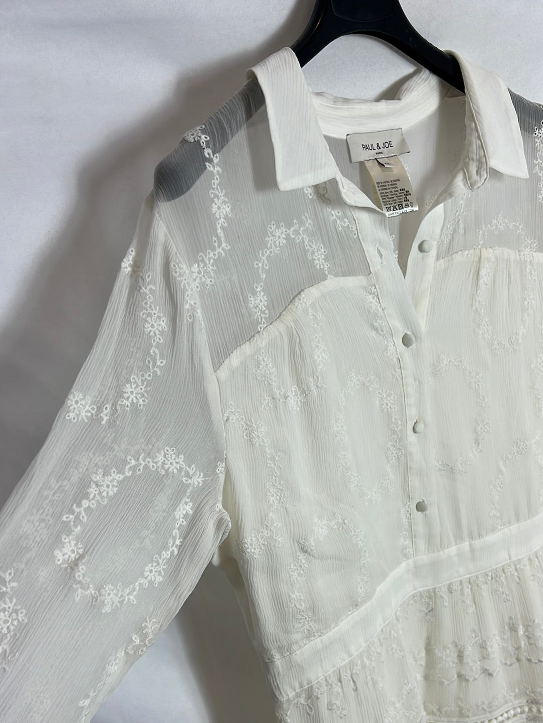 PAUL&JOE. Vestido largo seda bordado. T 42 (M/L)