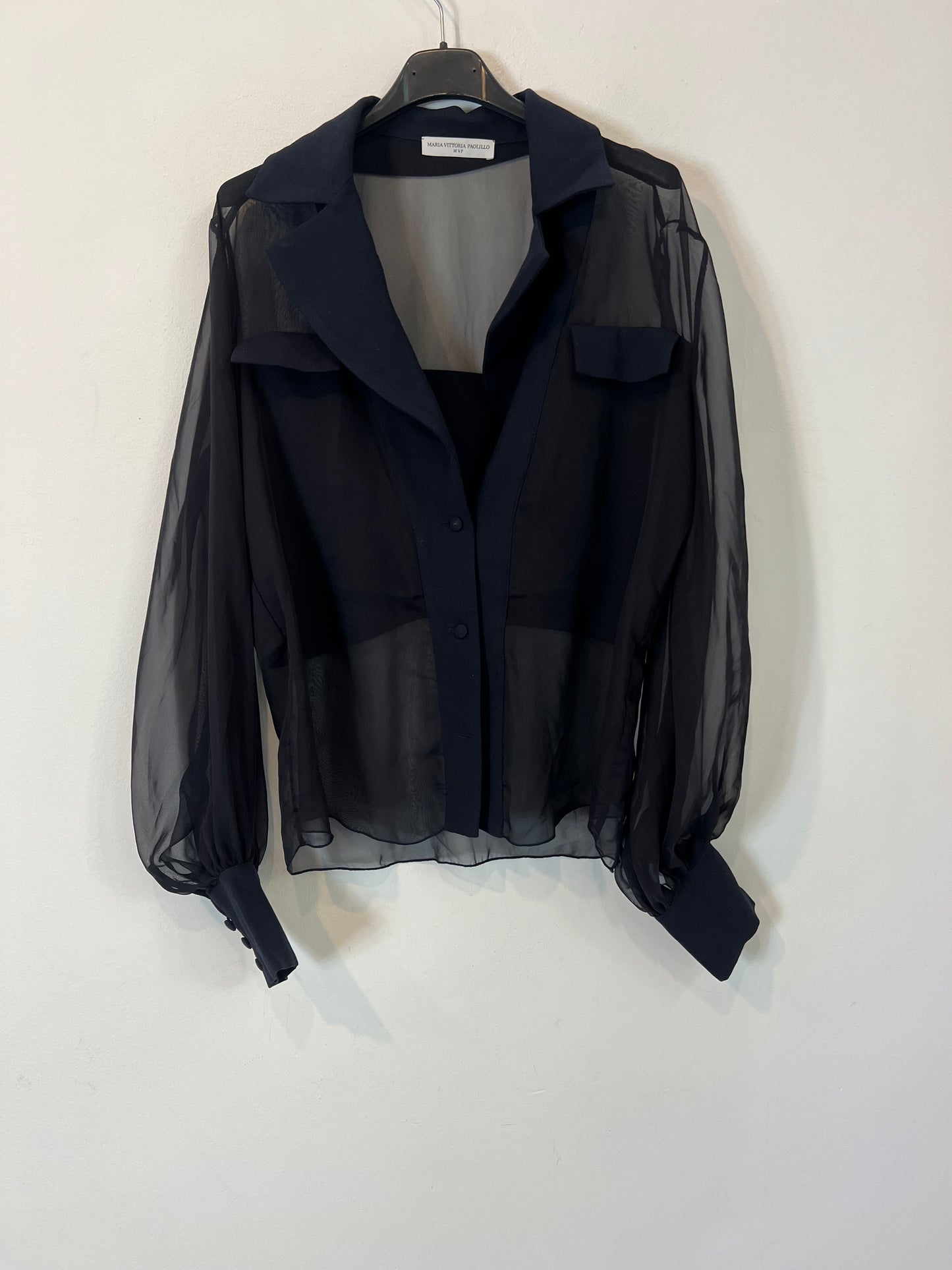 MARIA VITTORIA PAOLILLO. Blusa negra doble textura T.s/m