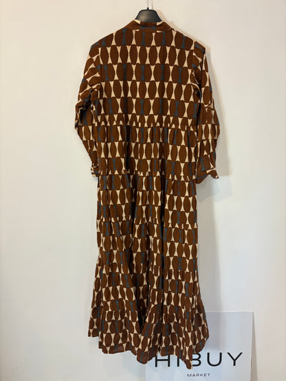 NUTKA STUDIOS. Brown printed long dress. TS
