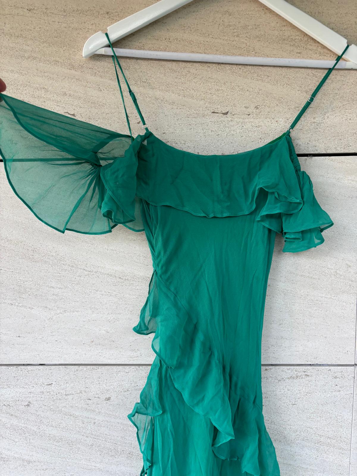 RAT & BOA. Vestido largo verde seda