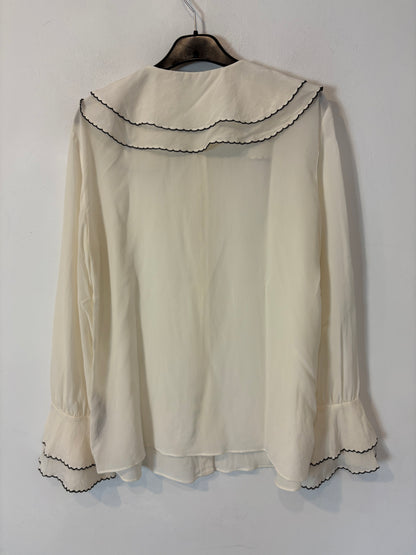 MASSIMO DUTTI. Blusa seda detalle bordados
