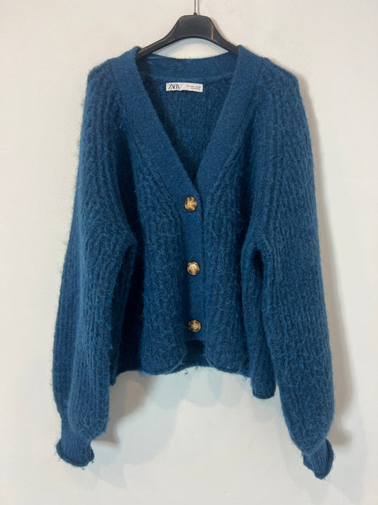 ZARA. Blue cardigan with alpaca and TL wool