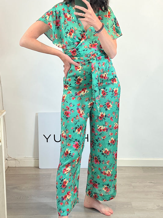 ZARA. Mono estampado flores satinado. T M