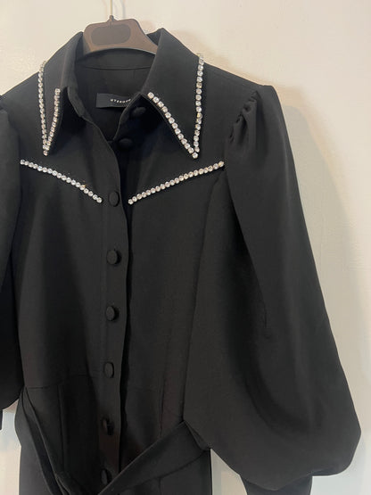 UTERQÜE. Vestido negro abalorios T.xs