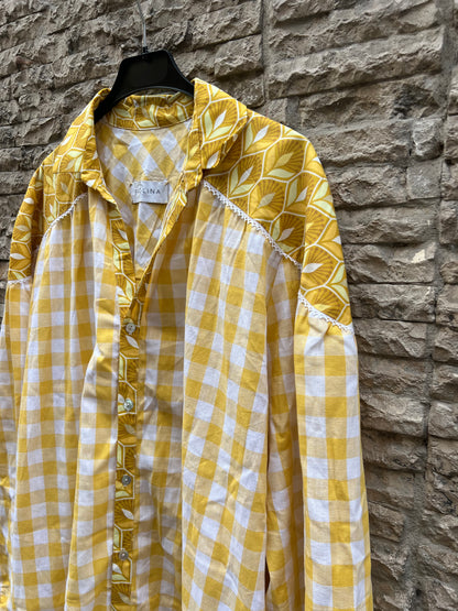 PAOLINA. Vestido cuadros y estampado abotonado. TU (S/M)