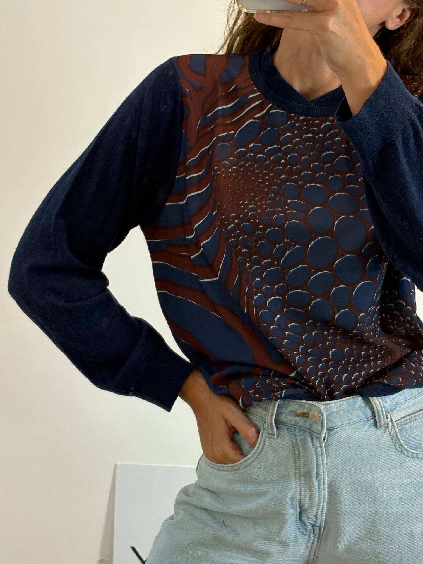 ADOLFO DOMINGUEZ. Jersey azul mezcla. T M