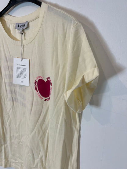 LE MOT. Camiseta color crema letras. T S