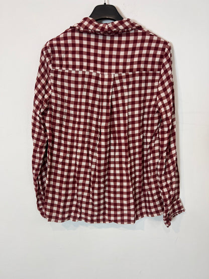CHIRIBITA. Burgundy checked blouse size 34