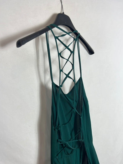 OTRAS. Vestido largo verde detalle espalda. T S