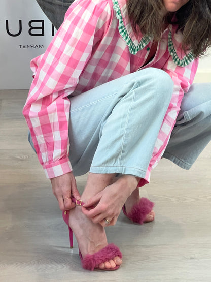 ISLAND. Pink fur sandal. T 37