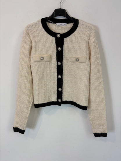 ZARA. Chaqueta punto tweed botones joyas. T S