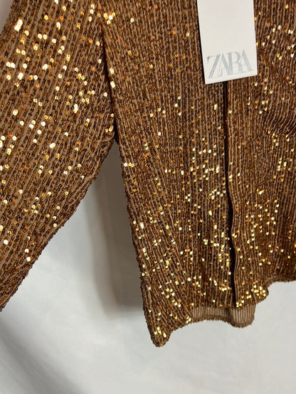 ZARA. Camisa lentejuelas mini. T S