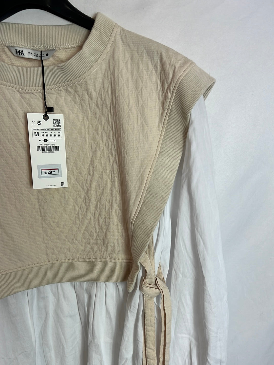 ZARA. White blouse beige top TM