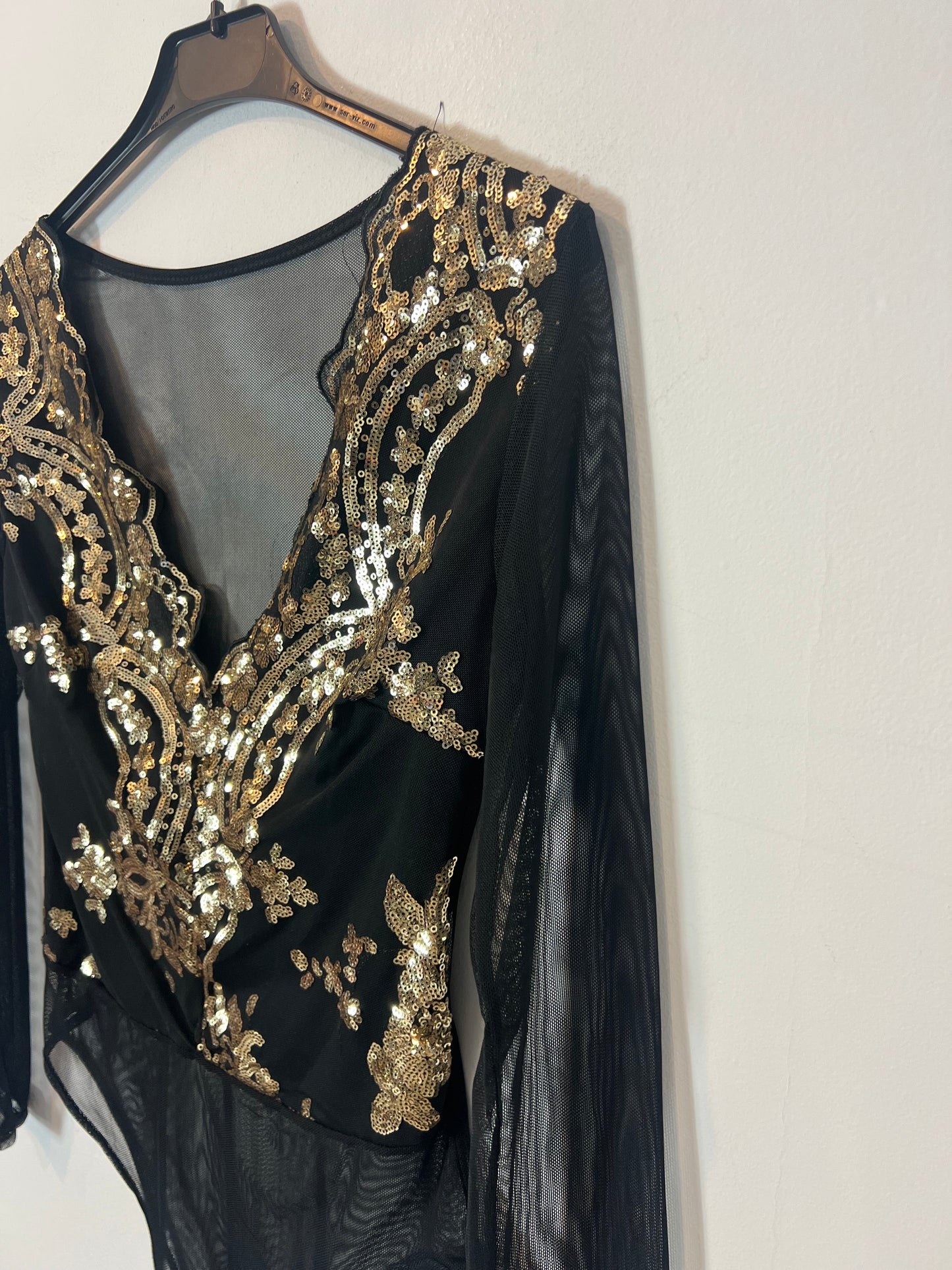 OTRAS. Body negro lentejuelas TU(S)