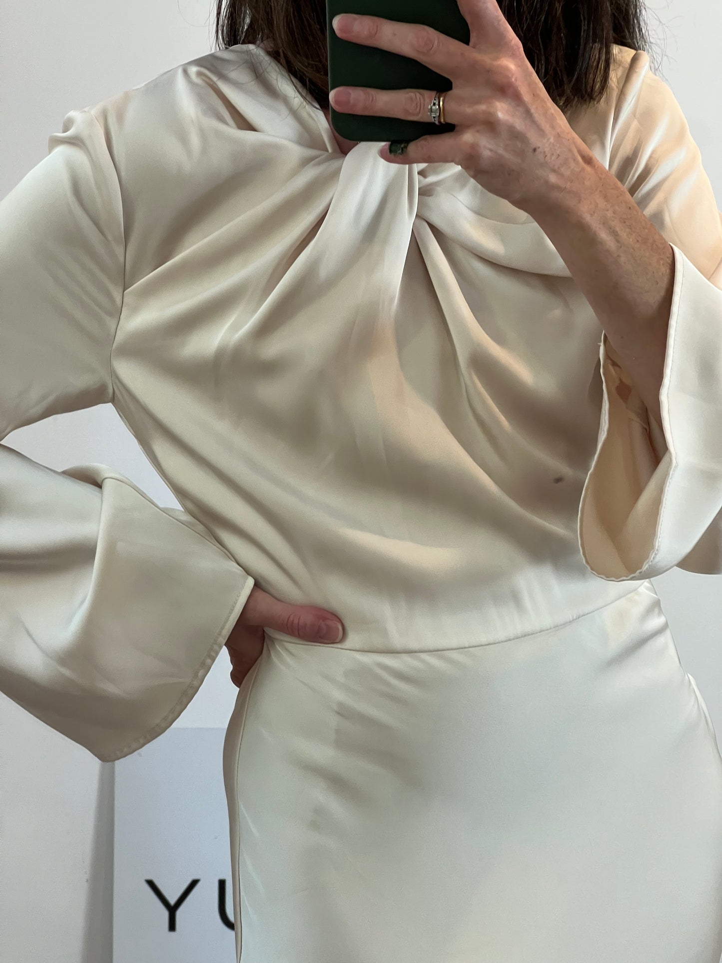 ZARA. Vestido largo beige T.m