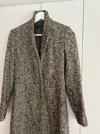 ROBERTO TORRETTA. Abrigo verde jaspeado lana