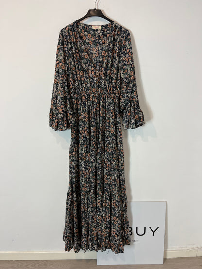 BUGANVILIA. Vestido largo flores volantes. T S/M