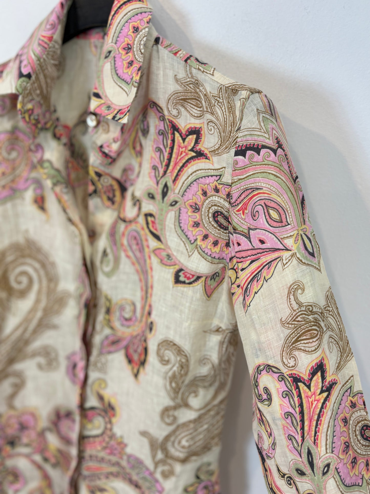 ETRO. Printed linen shirt. Size 34