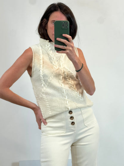 ZARA. jersey sin mangas crudo cuerdas