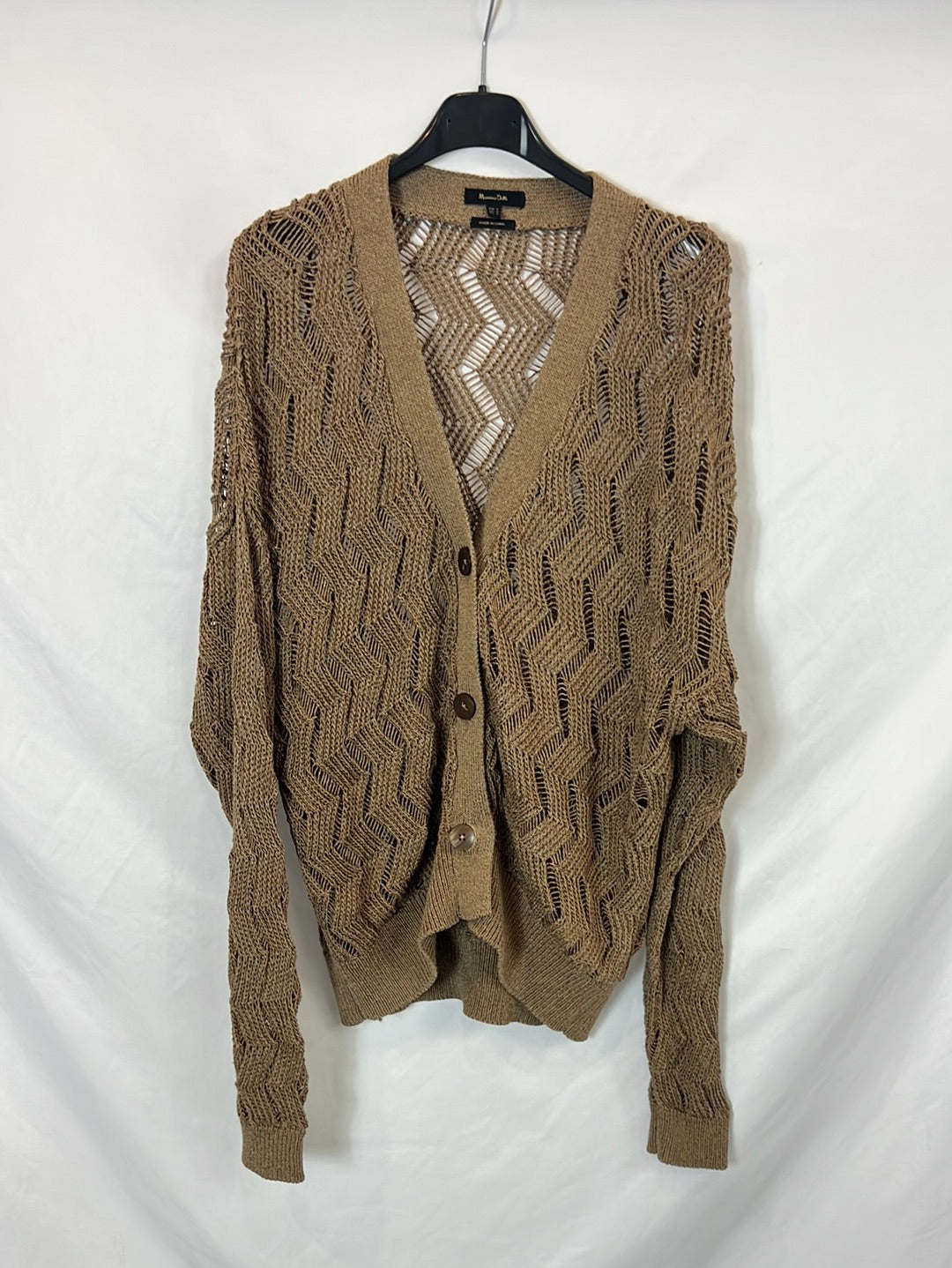 MASSIMO DUTTI. Rebeca beige punto abierto T.m