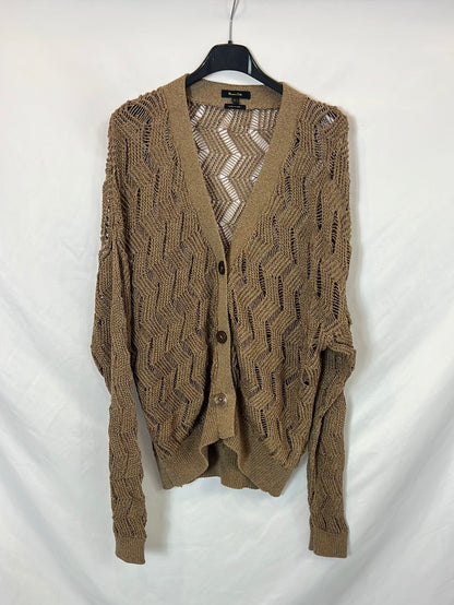 MASSIMO DUTTI. Rebeca beige punto abierto T.m