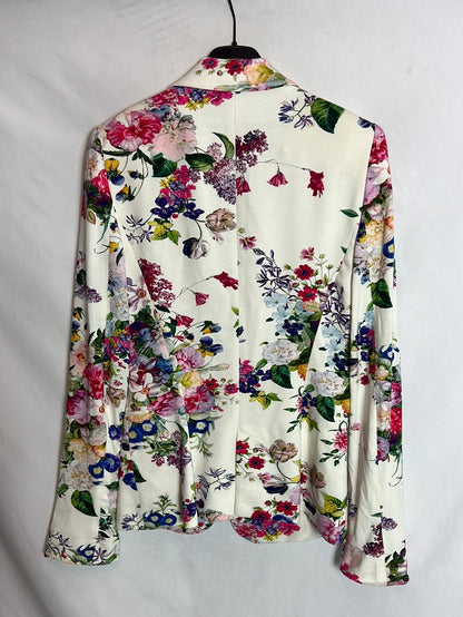 ZARA. Floral printed texture blazer. T XS