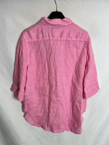ZARA. Camisa lino rosa fluida. T XS