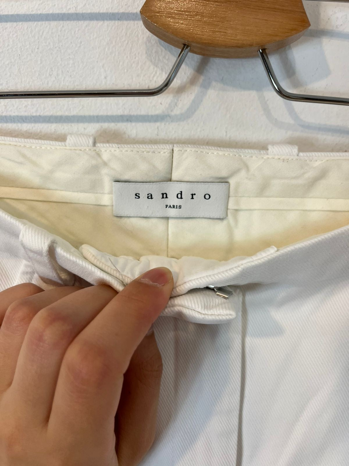 SANDRO. Wide-leg white denim. Size 38