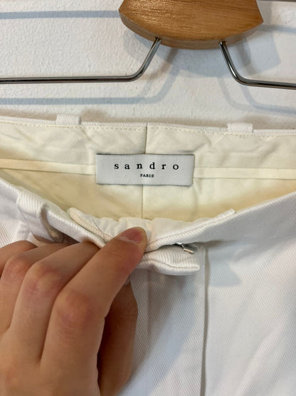 SANDRO. Wide-leg white denim. Size 38