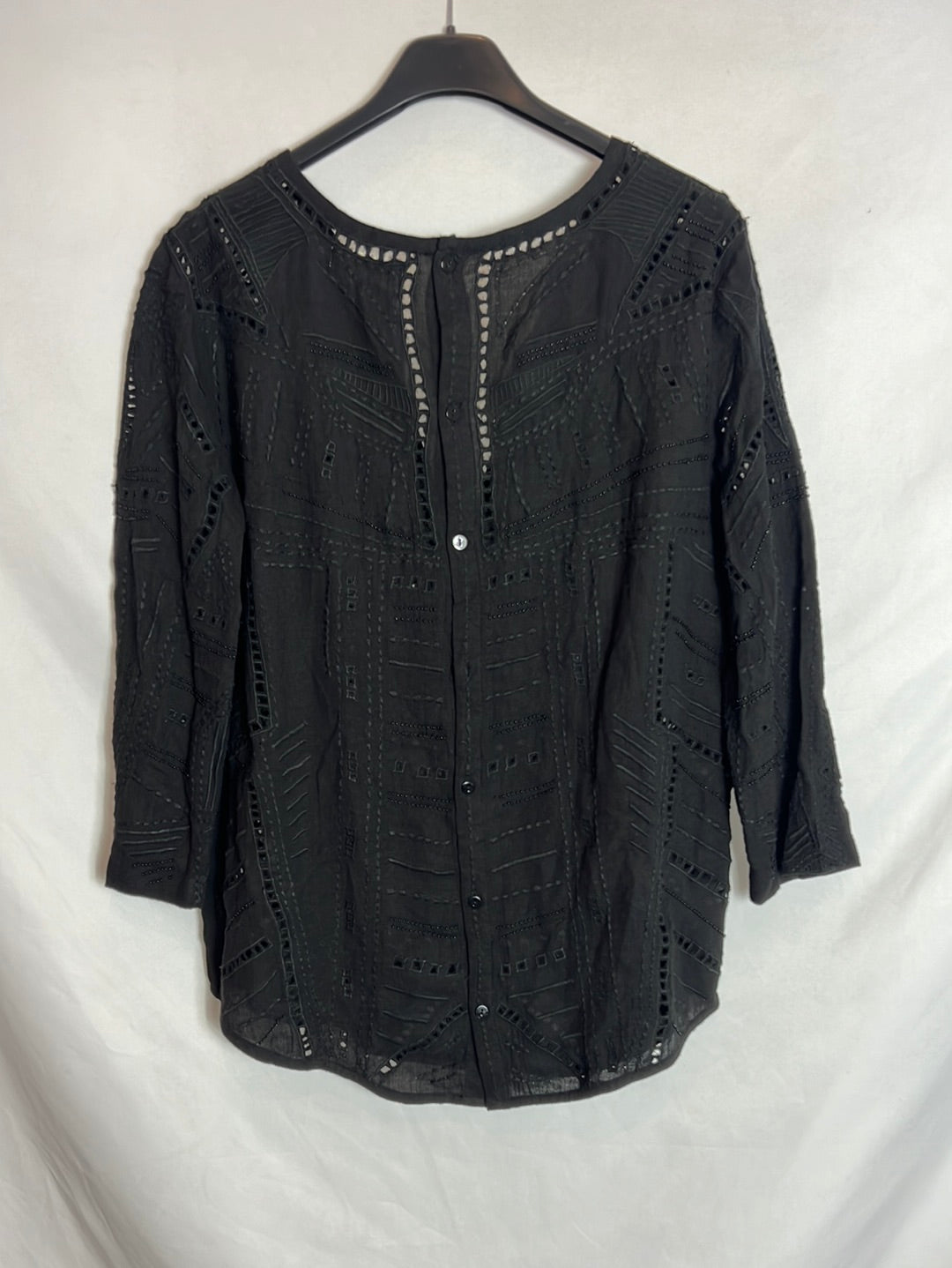 BA&amp;SH. Black die-cut blouse with rhinestones. Size 2(M)