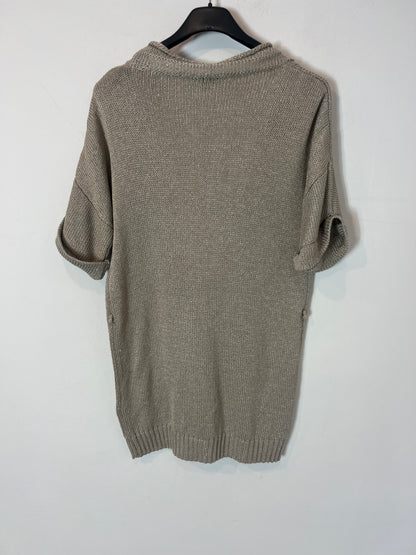 MASSIMO DUTTI. Chaqueta punto beige. T S