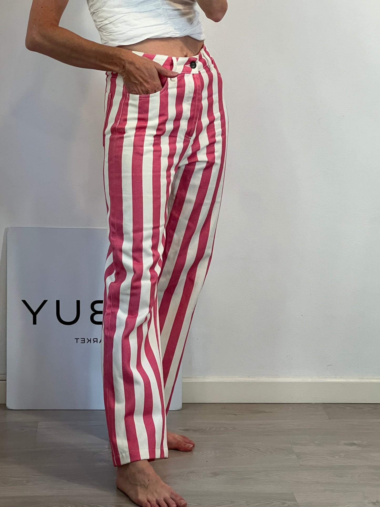 BALZAC. Pantalón denim rayas T.36