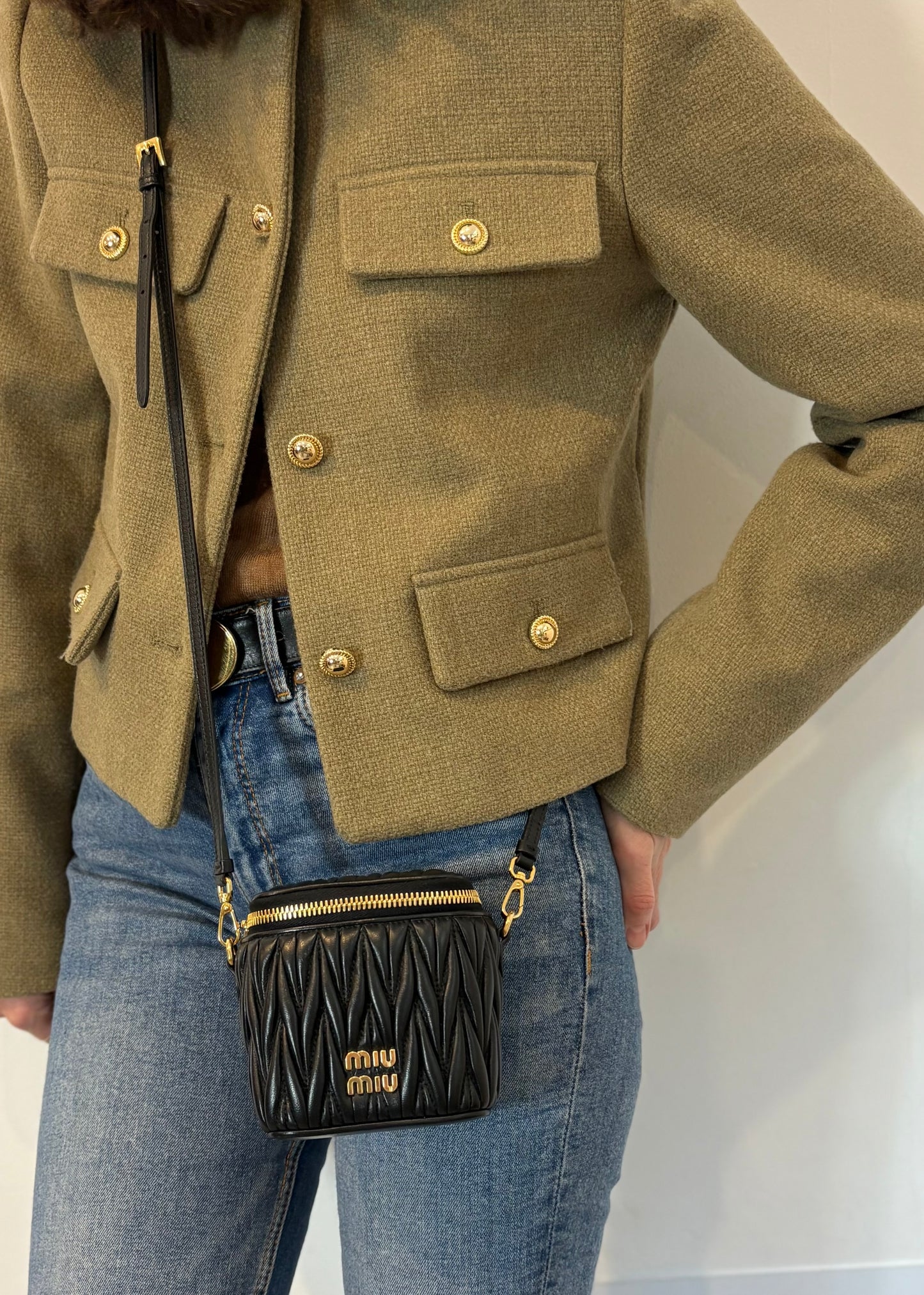 MIU MIU. Matelassé nappa leather micro bag