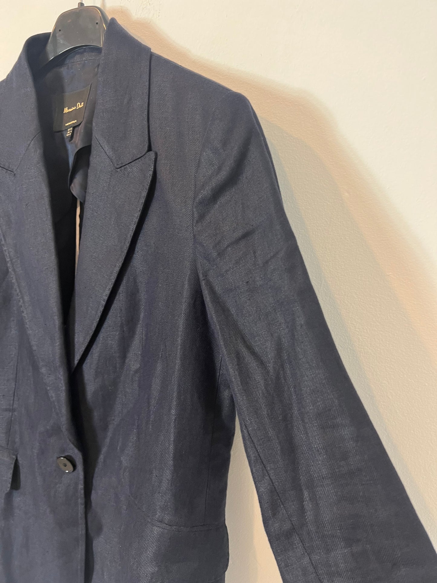 MASSIMO DUTTI. blue linen blazer T.40