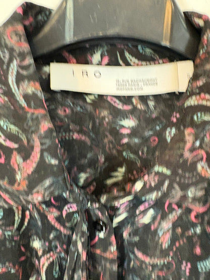IRO. Blusa fluida negra estampada