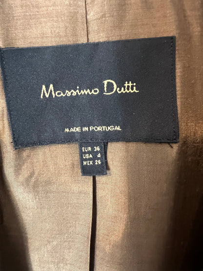 MASSIMO DUTTI. Blazer larga cobriza T.36 (tara)