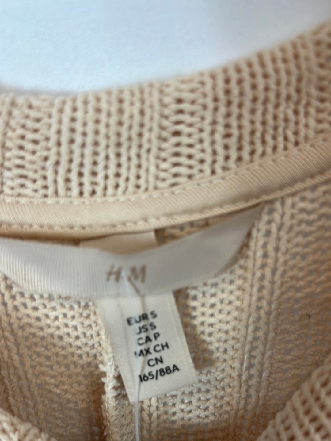 H&M. Vestido canalé beige largo. T S