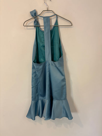 Vestido azul turquesa detalle espalda