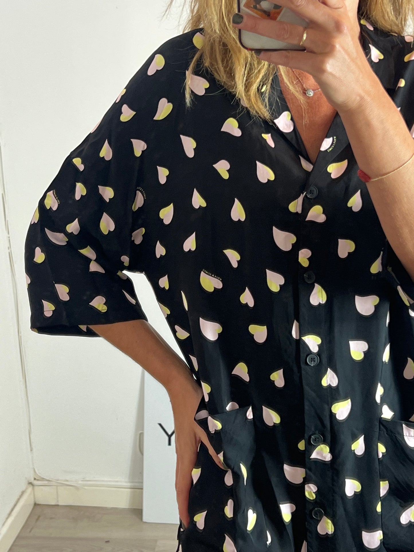 BIMBA Y LOLA. Black heart-patterned shirt dress. TM