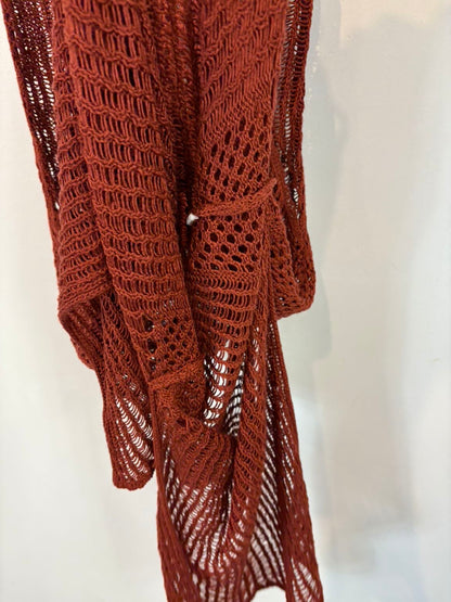 Vestido midi calado teja
