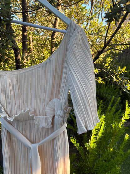 UTERQÜE. Vestido midi plisado. T S